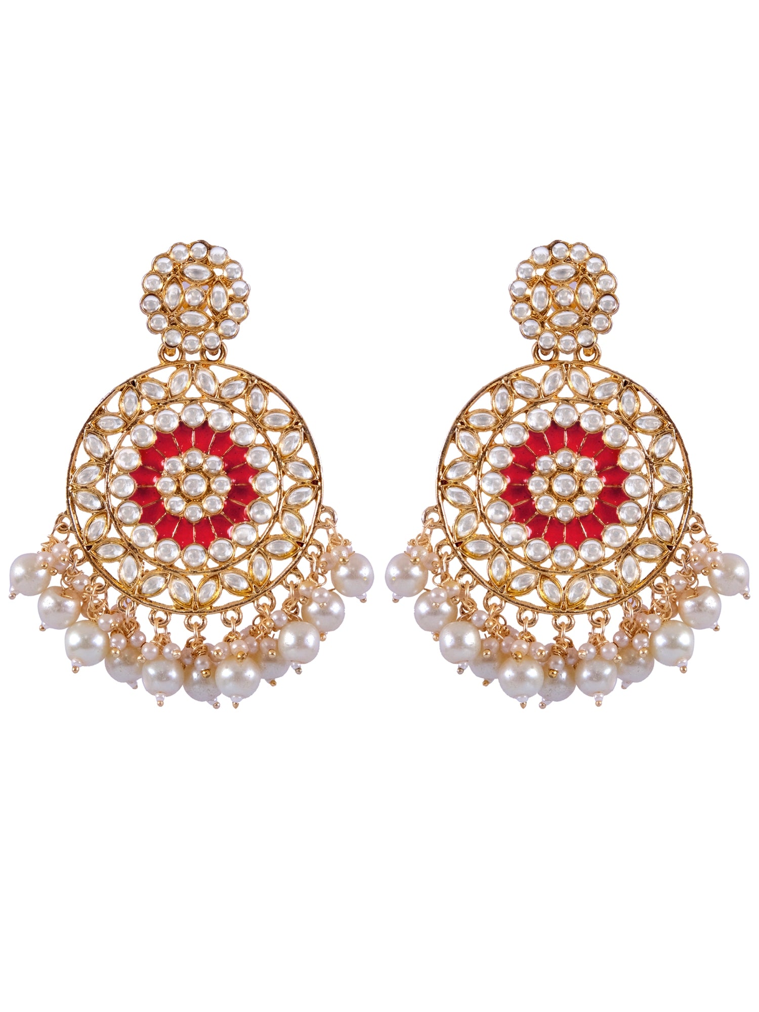 Fashionista's Pink Pearl Gold Plated Drop & Dangler Earrings