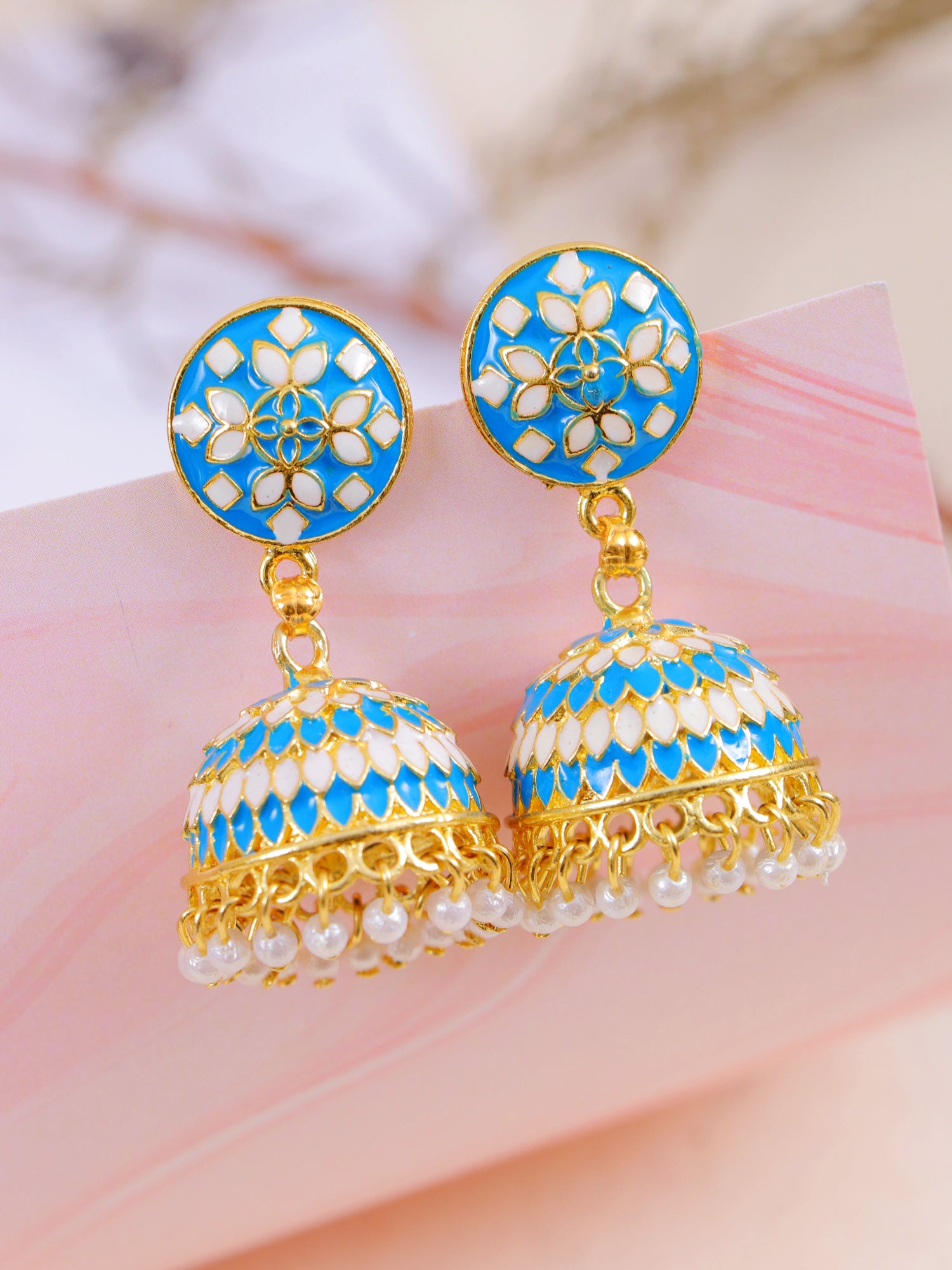 Gold-Plated minakari work Jhumki Earrings for Women