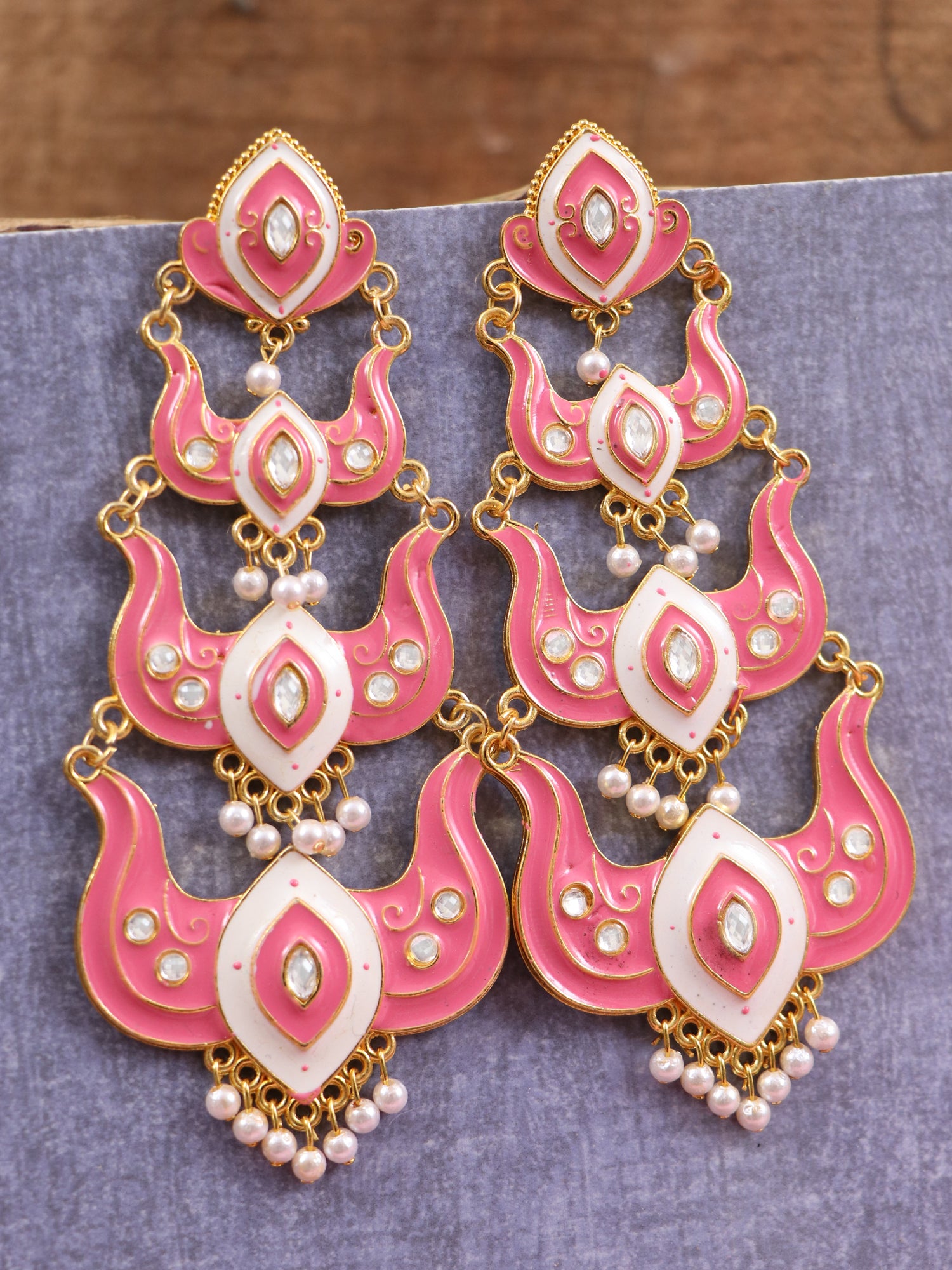 Classic Minakari long Party Wear Dangler Earrings for Women