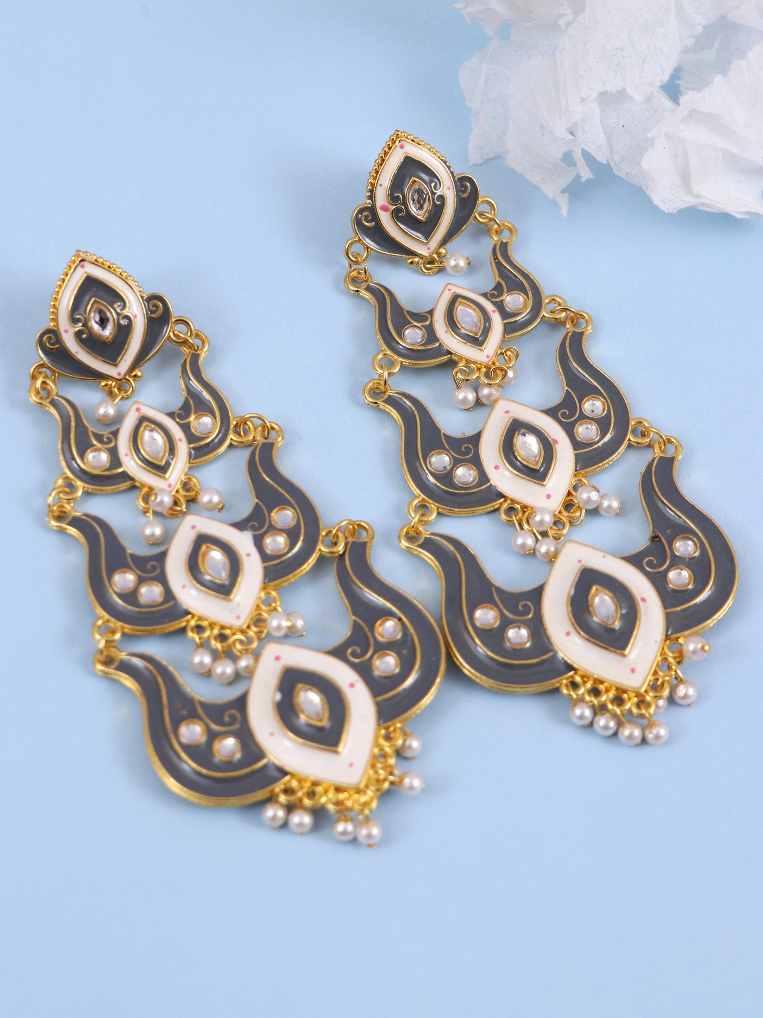 Classic Minakari long Party Wear Dangler Earrings for Women