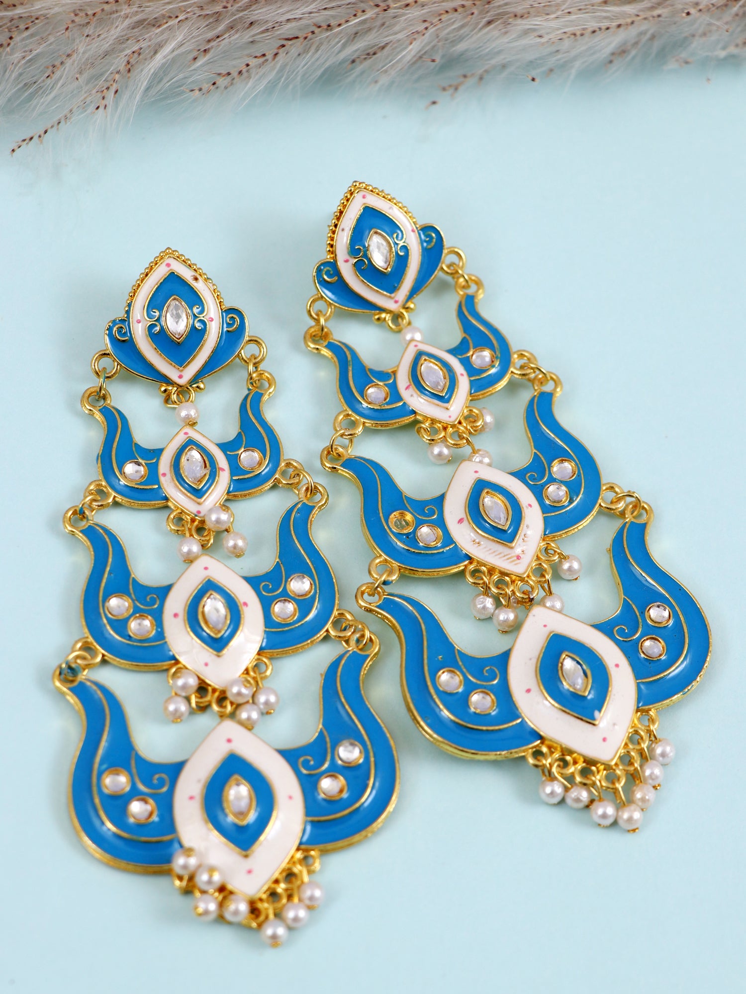 Classic Minakari long Party Wear Dangler Earrings for Women