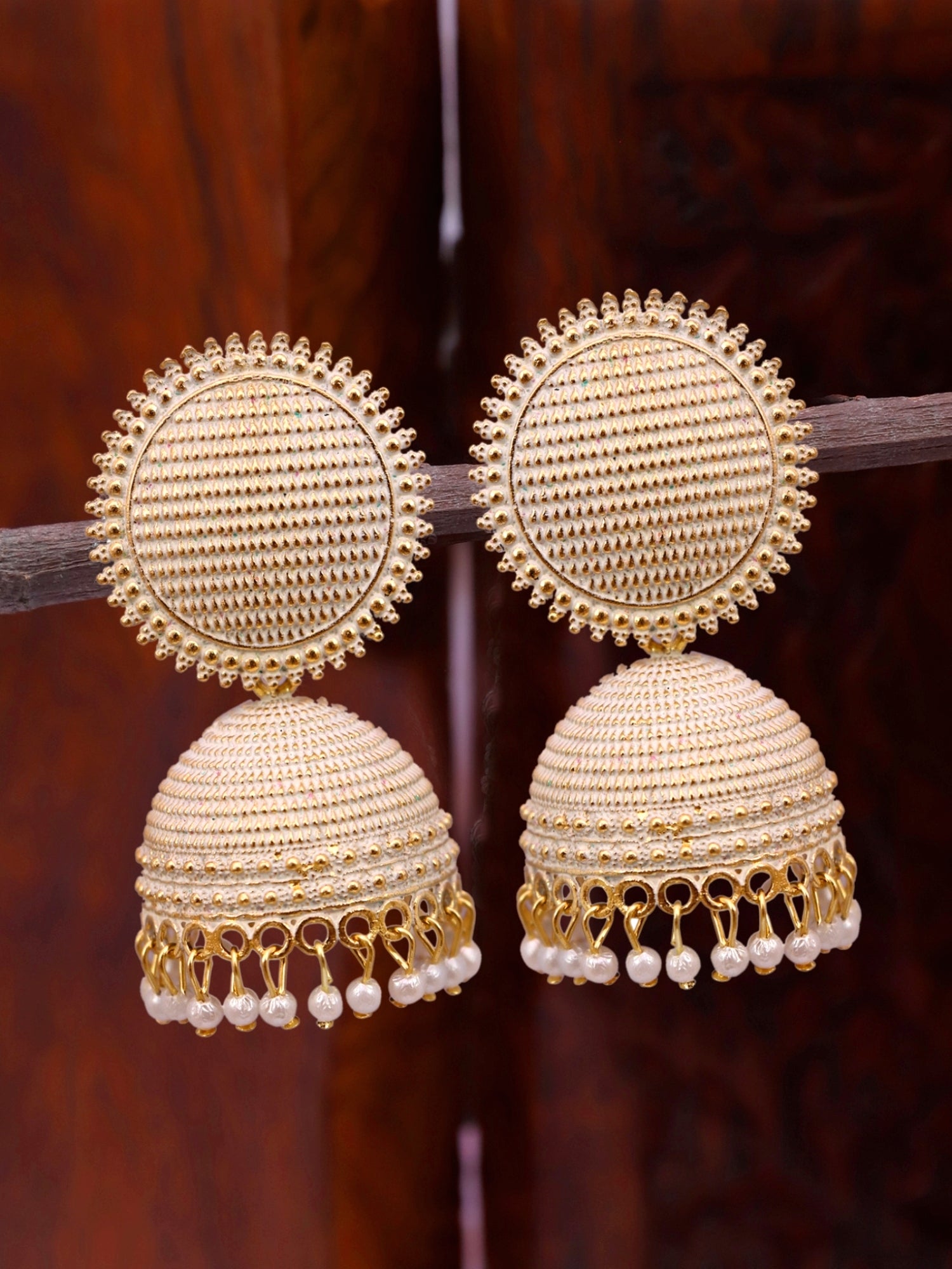 Antique Gold Plated Stylish Wedding Wear Jhumki Earrings for WOmen