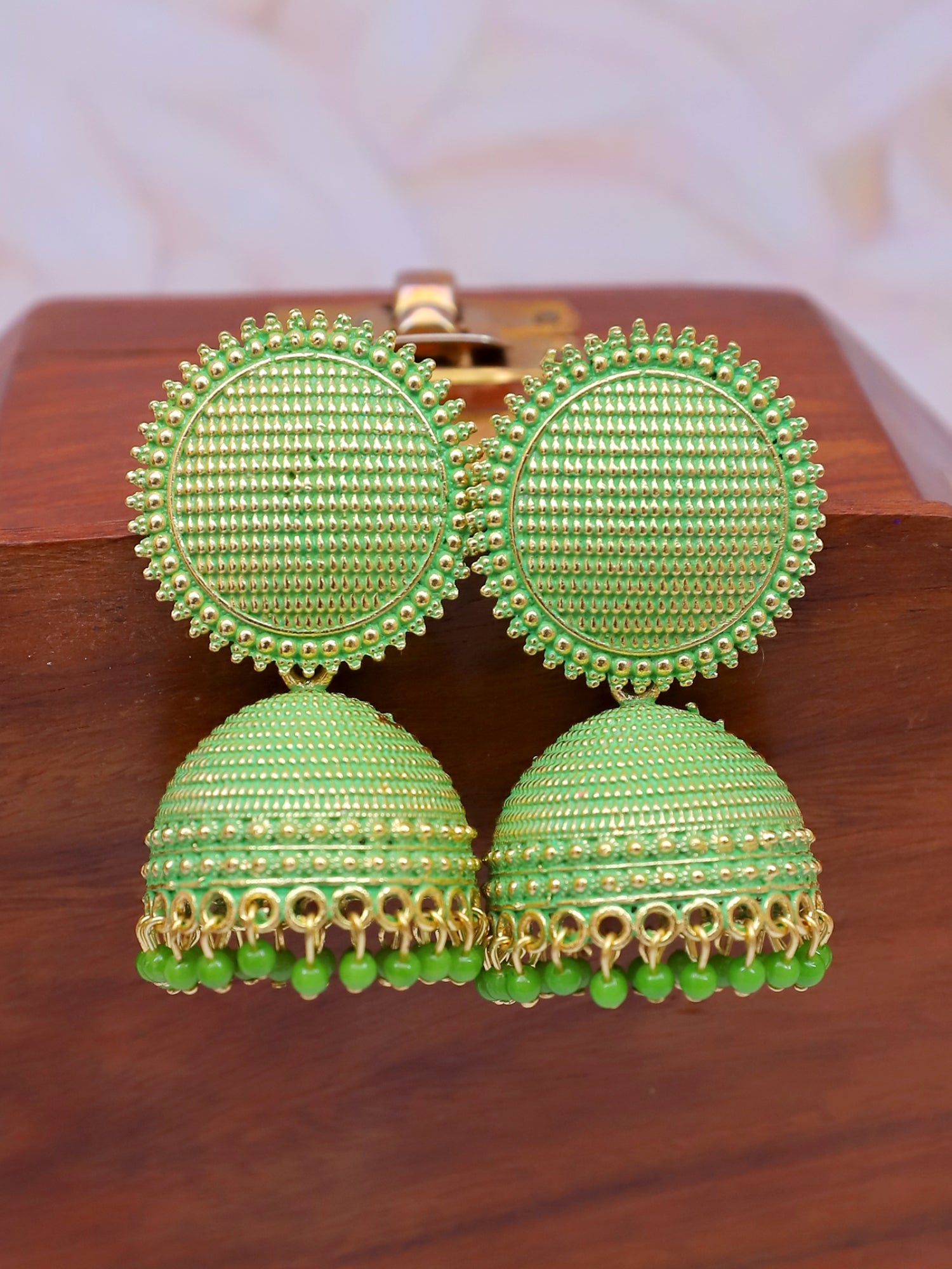 Antique Gold Plated Stylish Wedding Wear Jhumki Earrings for WOmen