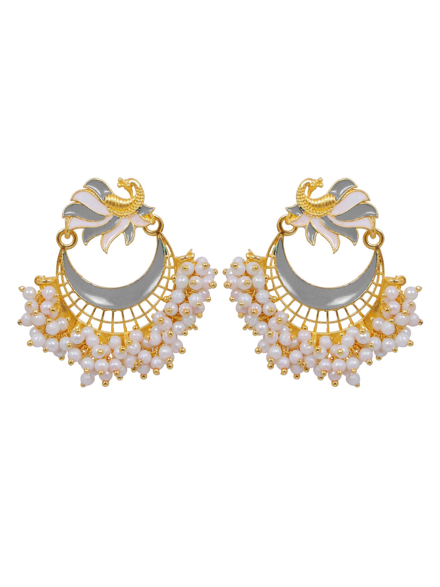 Gold plated peacock design stud earrings for girls, ideal for parties and festivals
