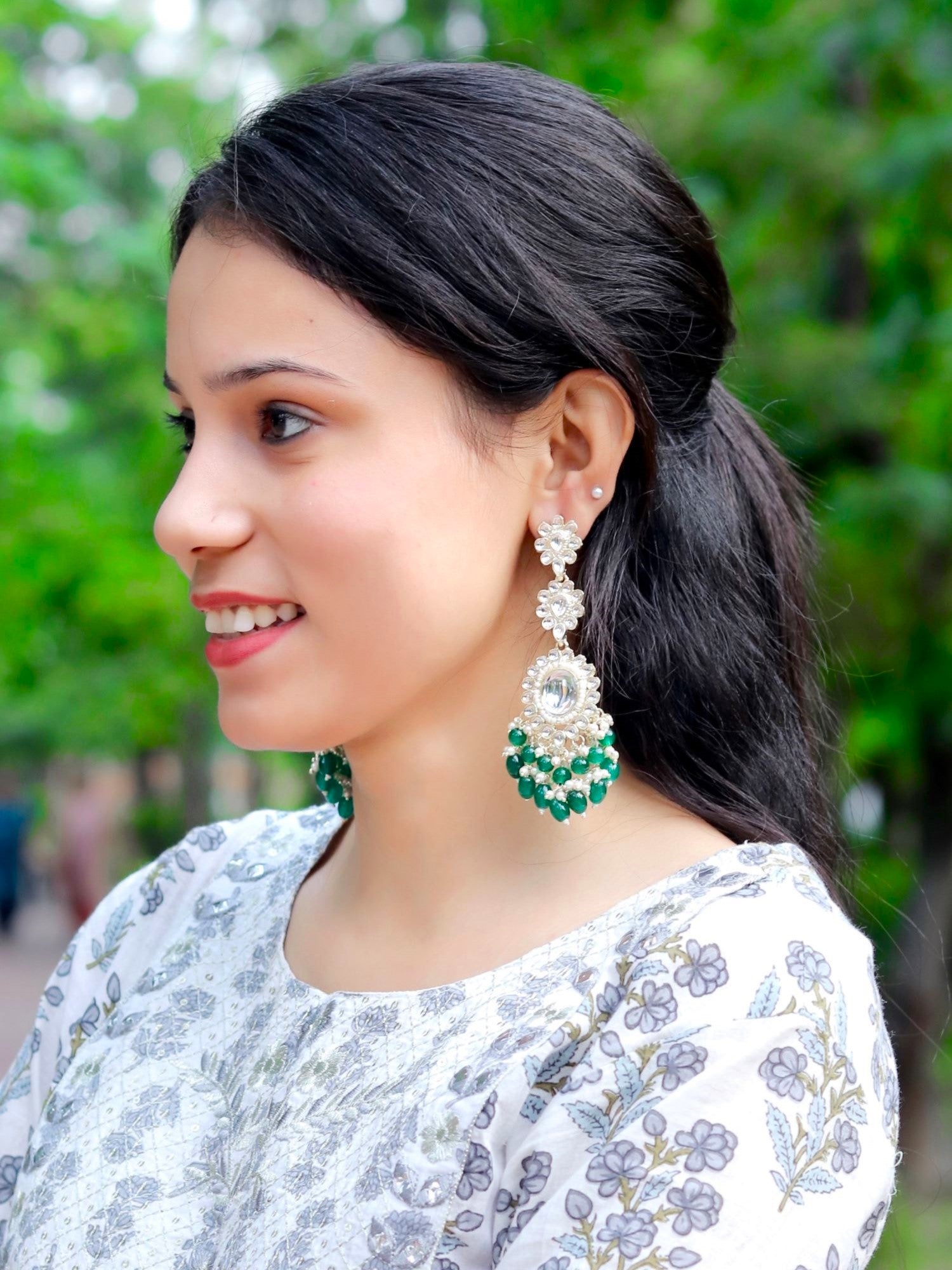 Meera Earrings- MultiColored Pearls Long Indian Wedding Earrings for WOmen