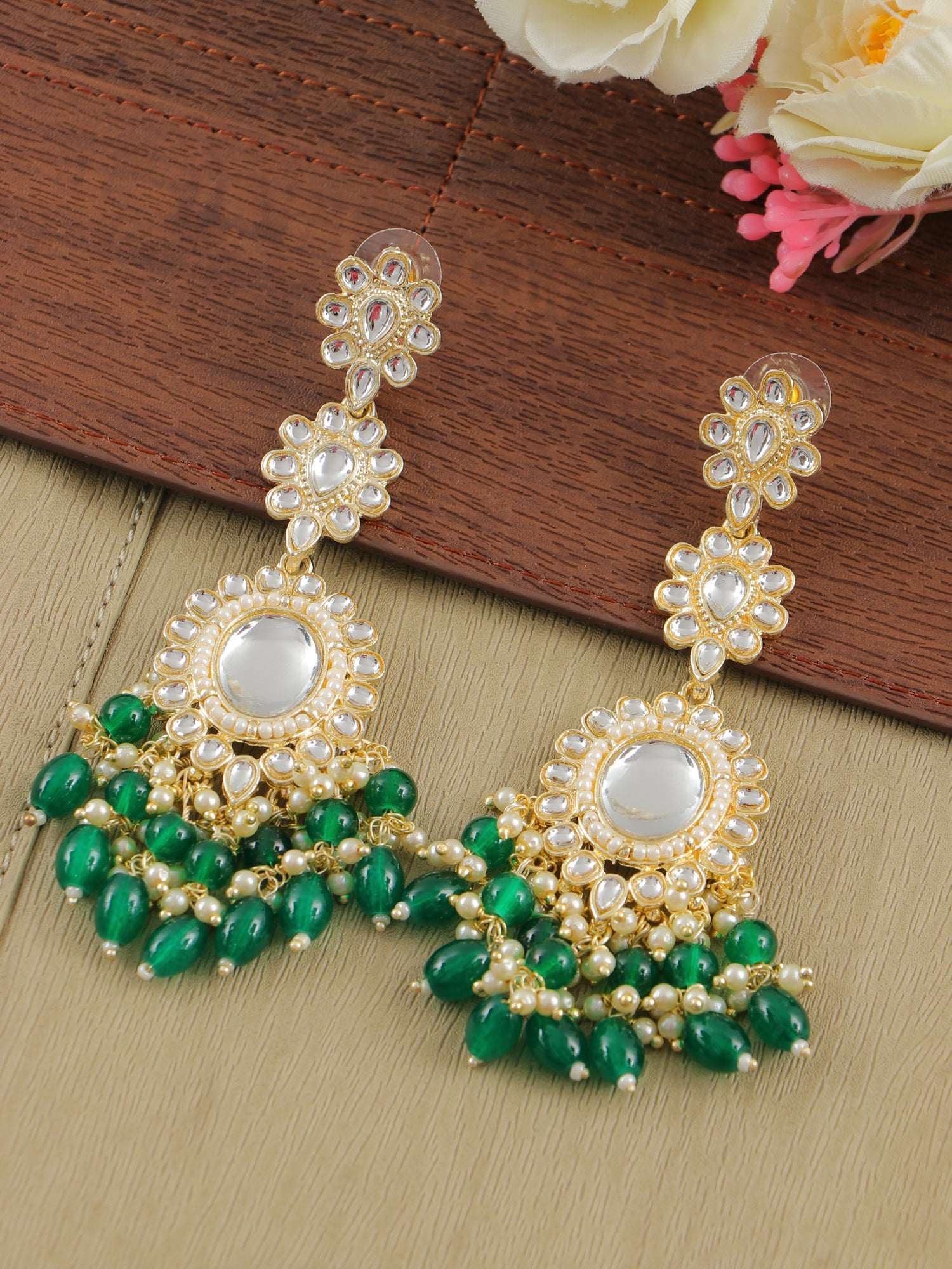 Meera Earrings- MultiColored Pearls Long Indian Wedding Earrings for WOmen