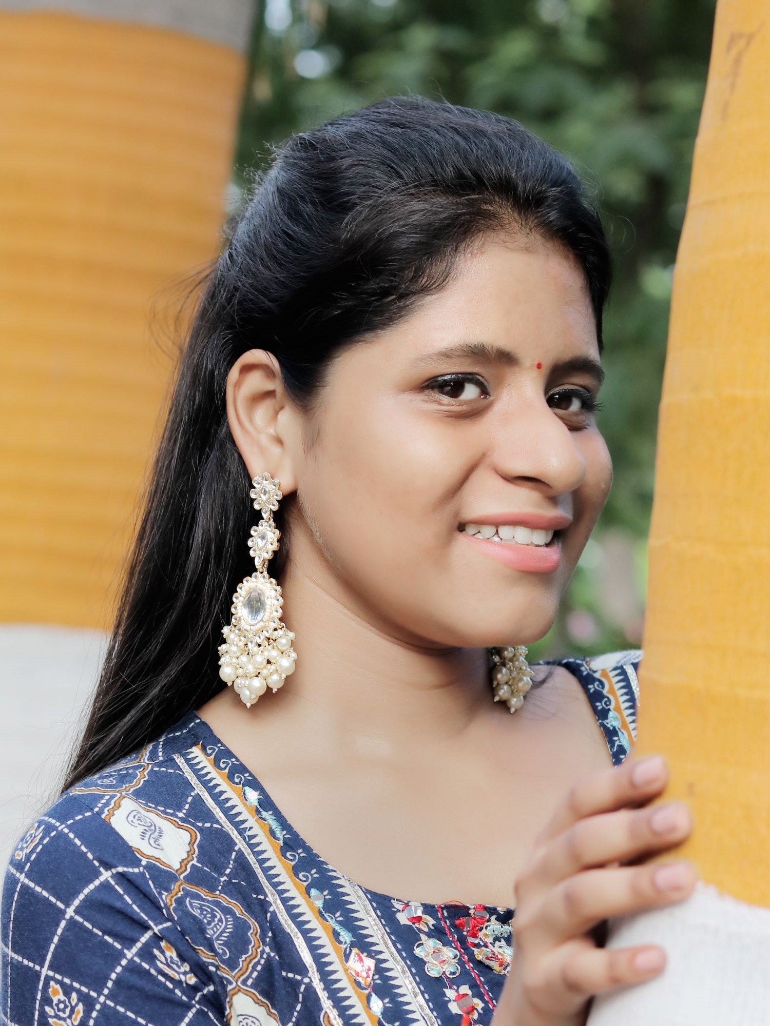 Meera Earrings- MultiColored Pearls Long Indian Wedding Earrings for WOmen