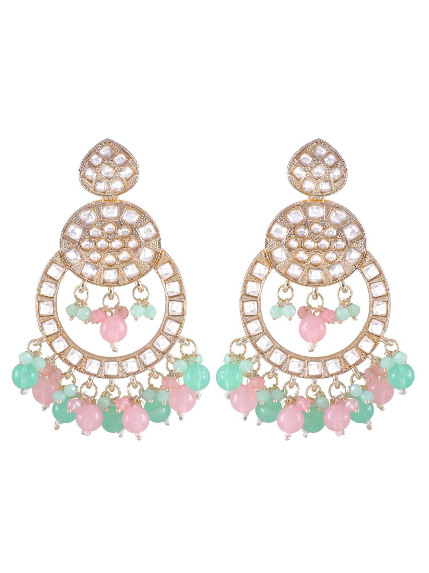 Lehar Danglers- Pink-Mint Green Ethnic Party Wear Earrings for Women/Girls