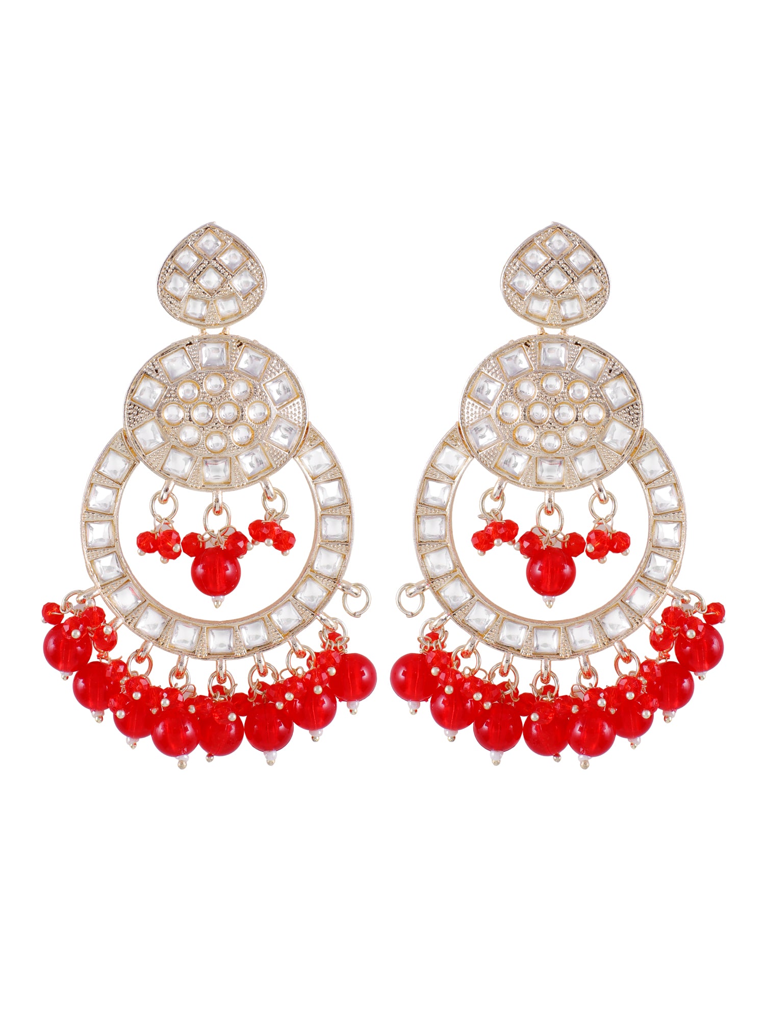 Lehar Danglers- Red Ethnic Party Wear Earrings for Women & Girls