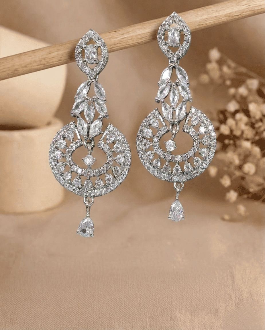 Nora Designer AD Earrings for Women – American Diamond Drop Dangler Jewelry