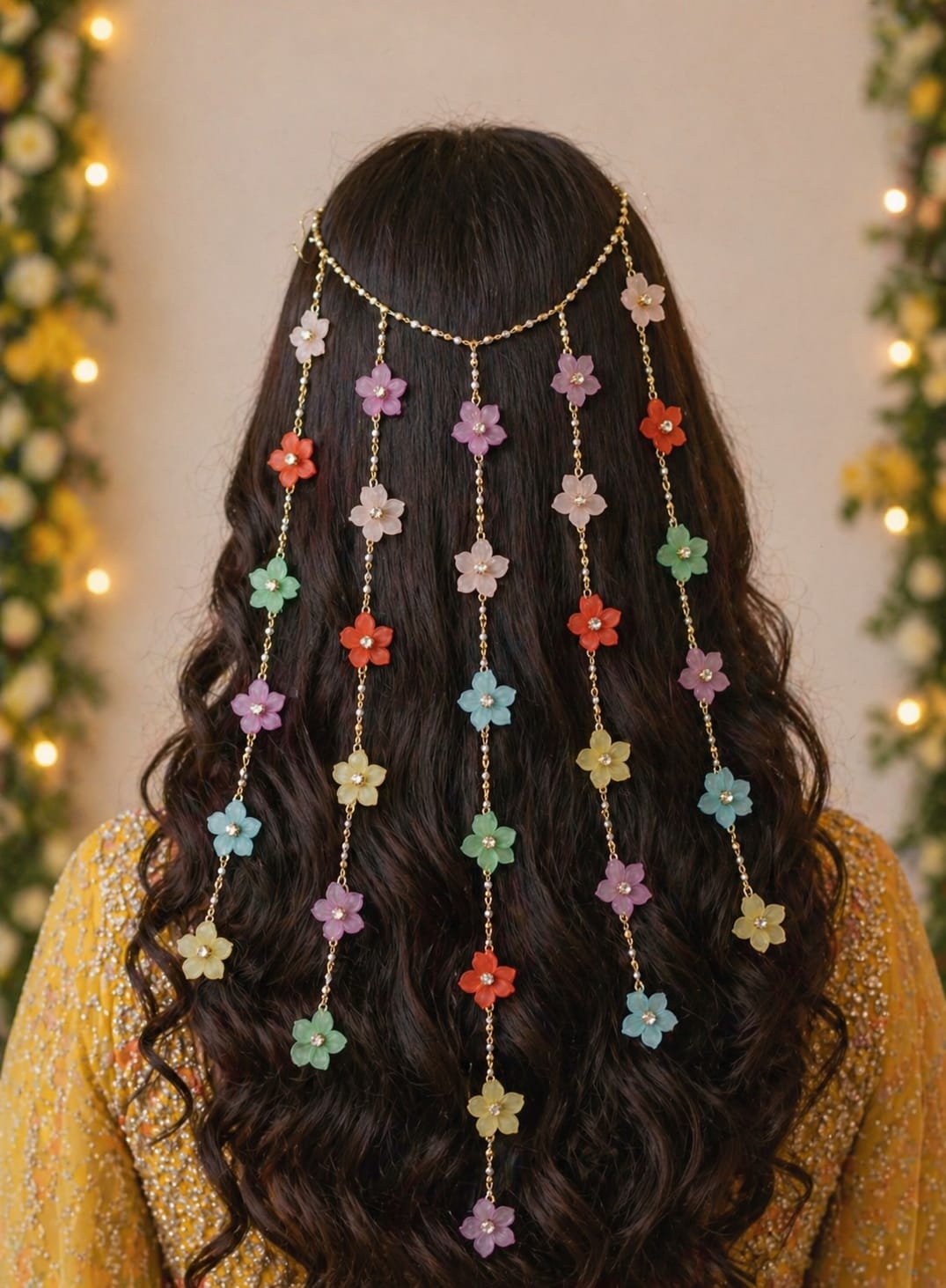 Multicolor Floral Hair Accessories for Haldi, Carnivals