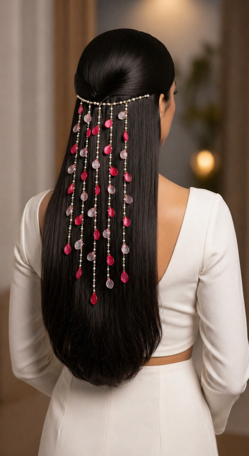 Pink-Baby Pink Floral Acrylic Hair Accessory