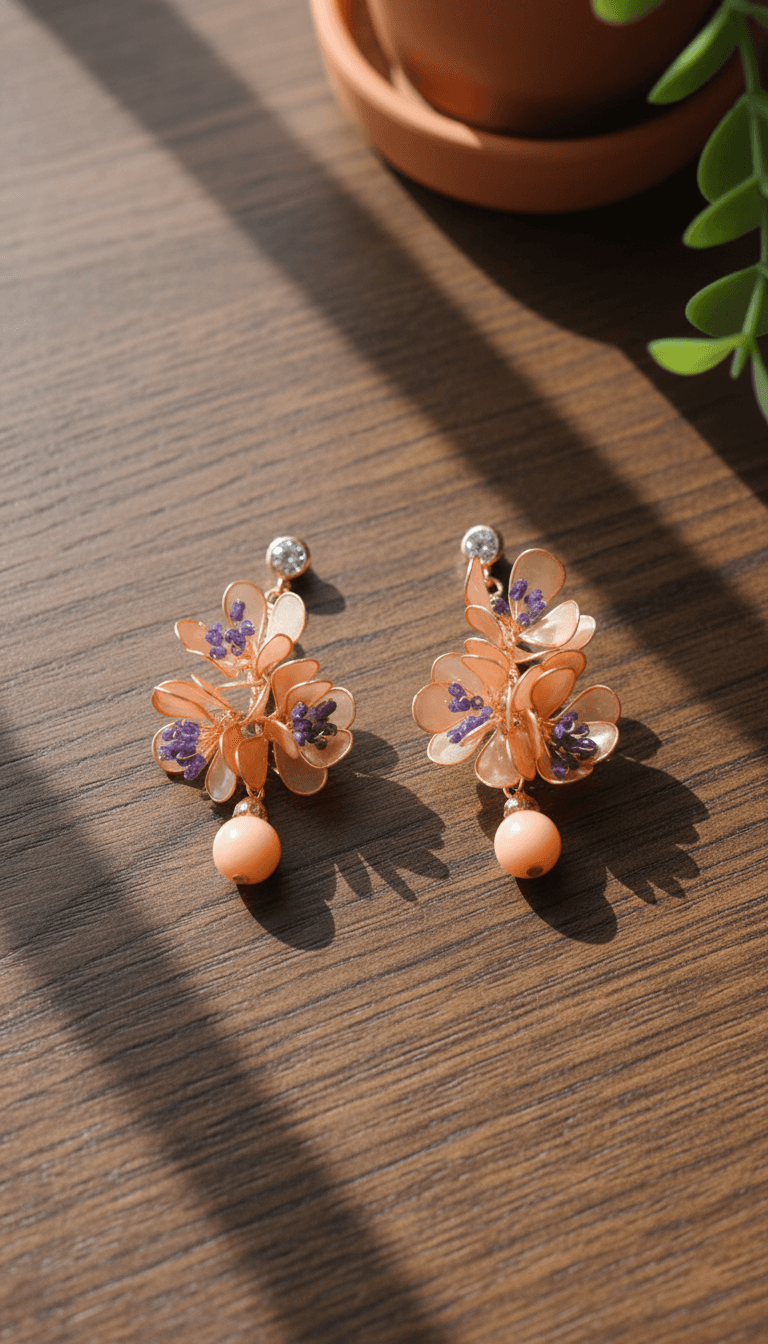 floral resin drop earrings, handmade designer resin earrings for women