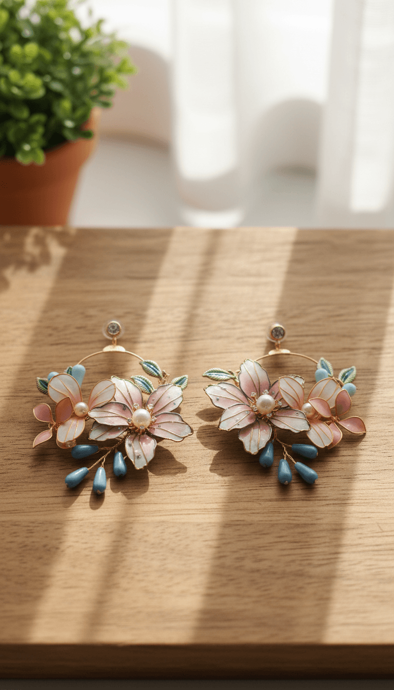 pastel pink and blue handmade resin earrings jhumka for haldi