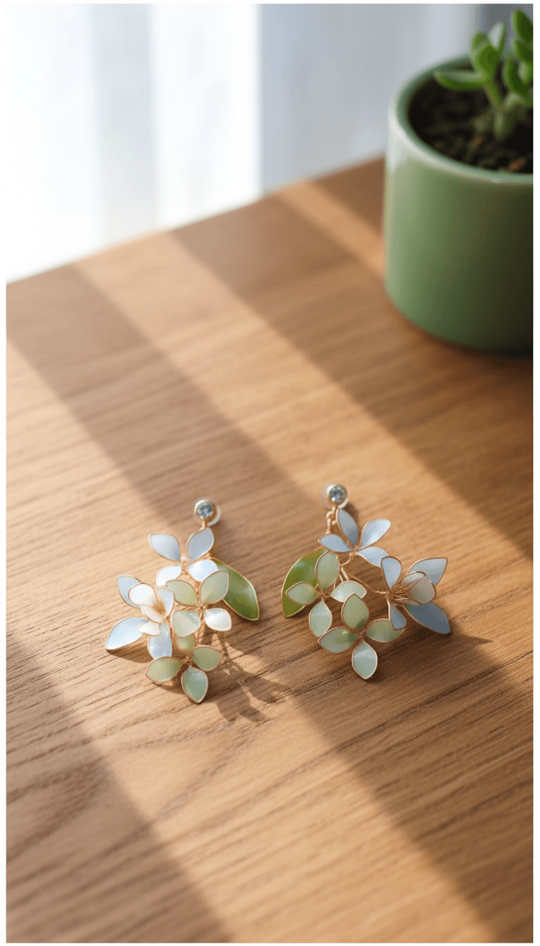 handmade floral resin earrings for haldi, lightweight sky blue design