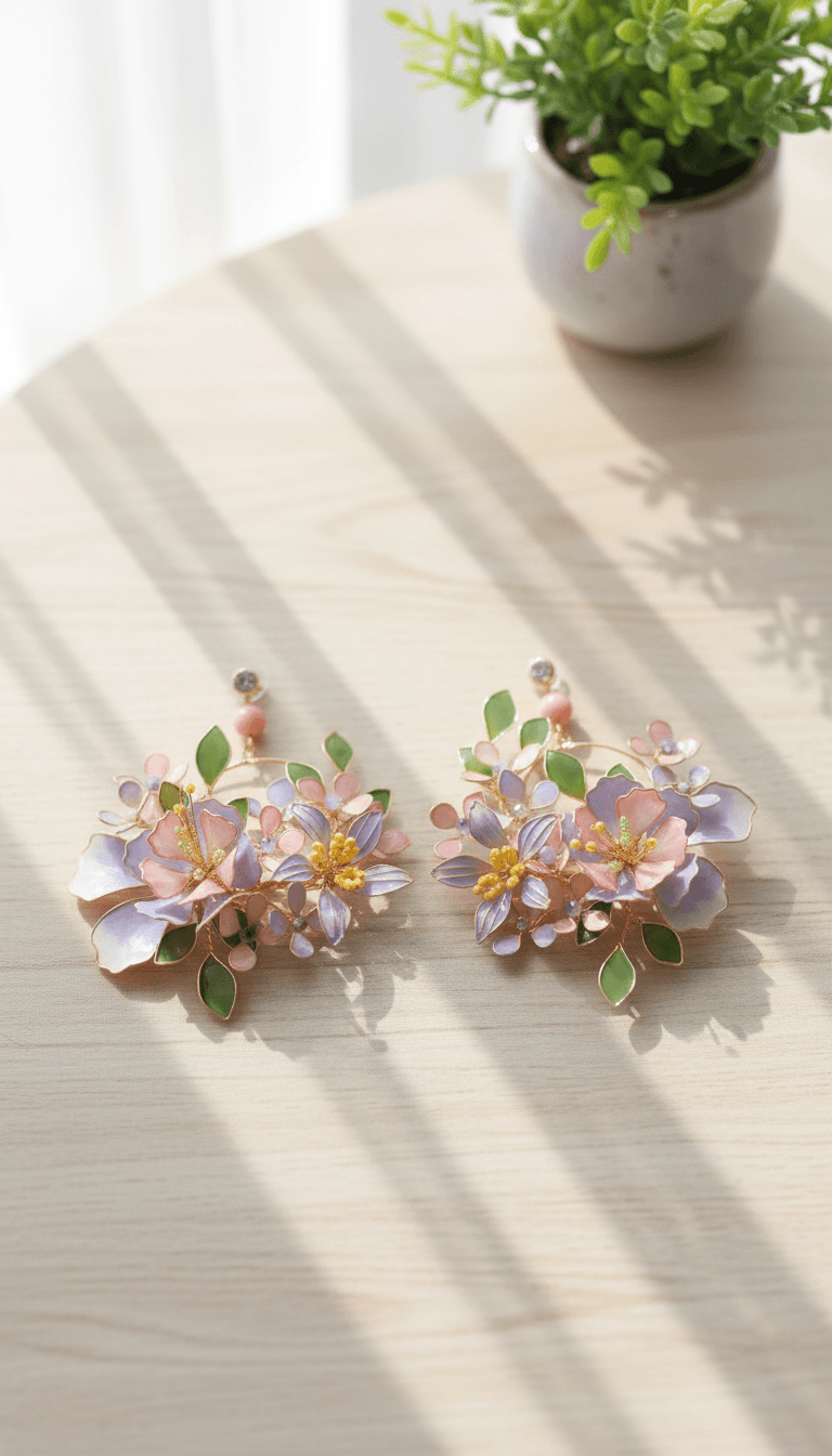 handmade resin earrings, floral earrings for haldi mehndi, lightweight