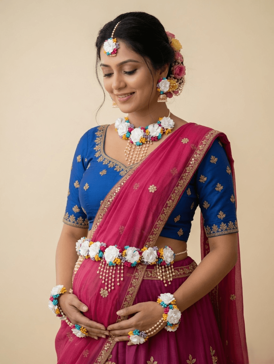 floral jewellery for Indian women, baby shower jewellery online