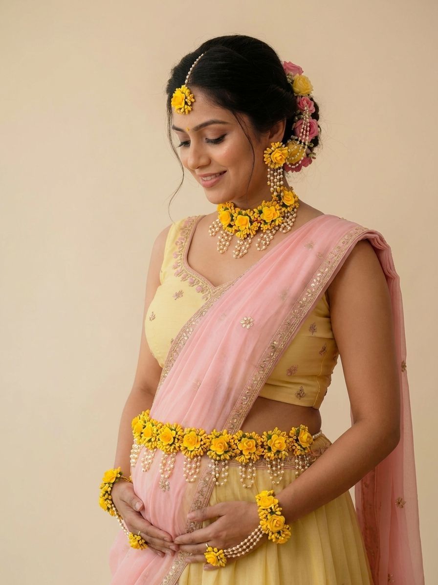 floral baby shower jewellery set, maternity flower jewellery