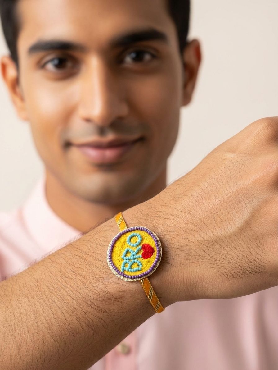 Handmade Rakhi 2026 – Vibrant Beaded Bracelet for Brothers, Adjustable Fit