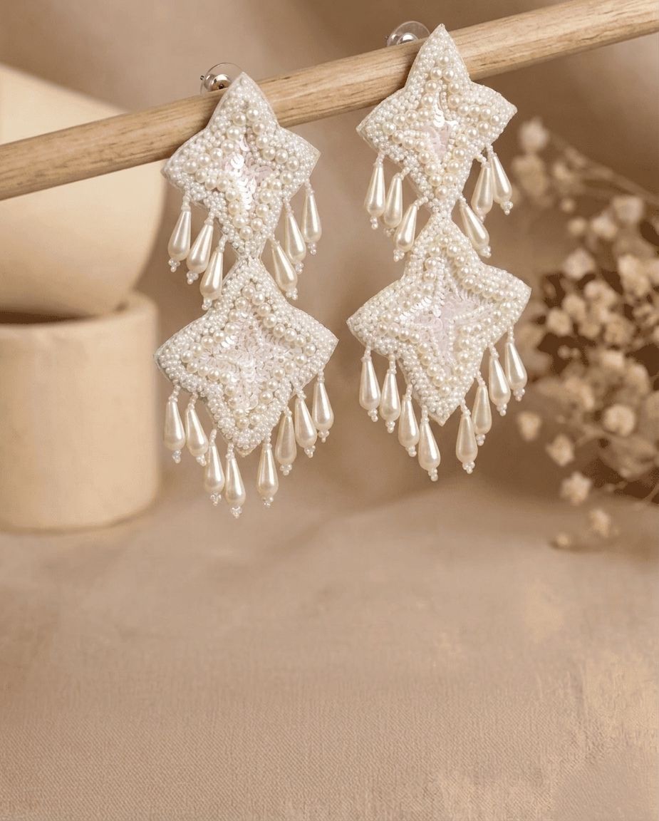 Stella Beaded Dangler Earrings for Women – Latest Earrings Design Handmade Contemporary