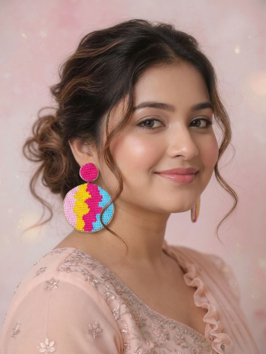 Golden Touch Contemporary Handmade Beaded Drop Earrings for Stylish Women and Girls