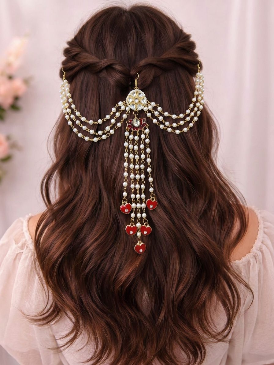 Lotus Flower and pearl hair accessories for women, minimal bridal hair jewellery