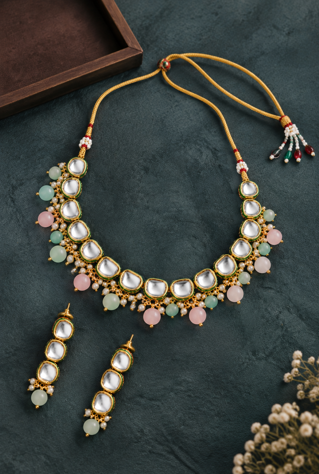 Elegant  Gold-plated Kundan and Pearl Jewellery Set for Women