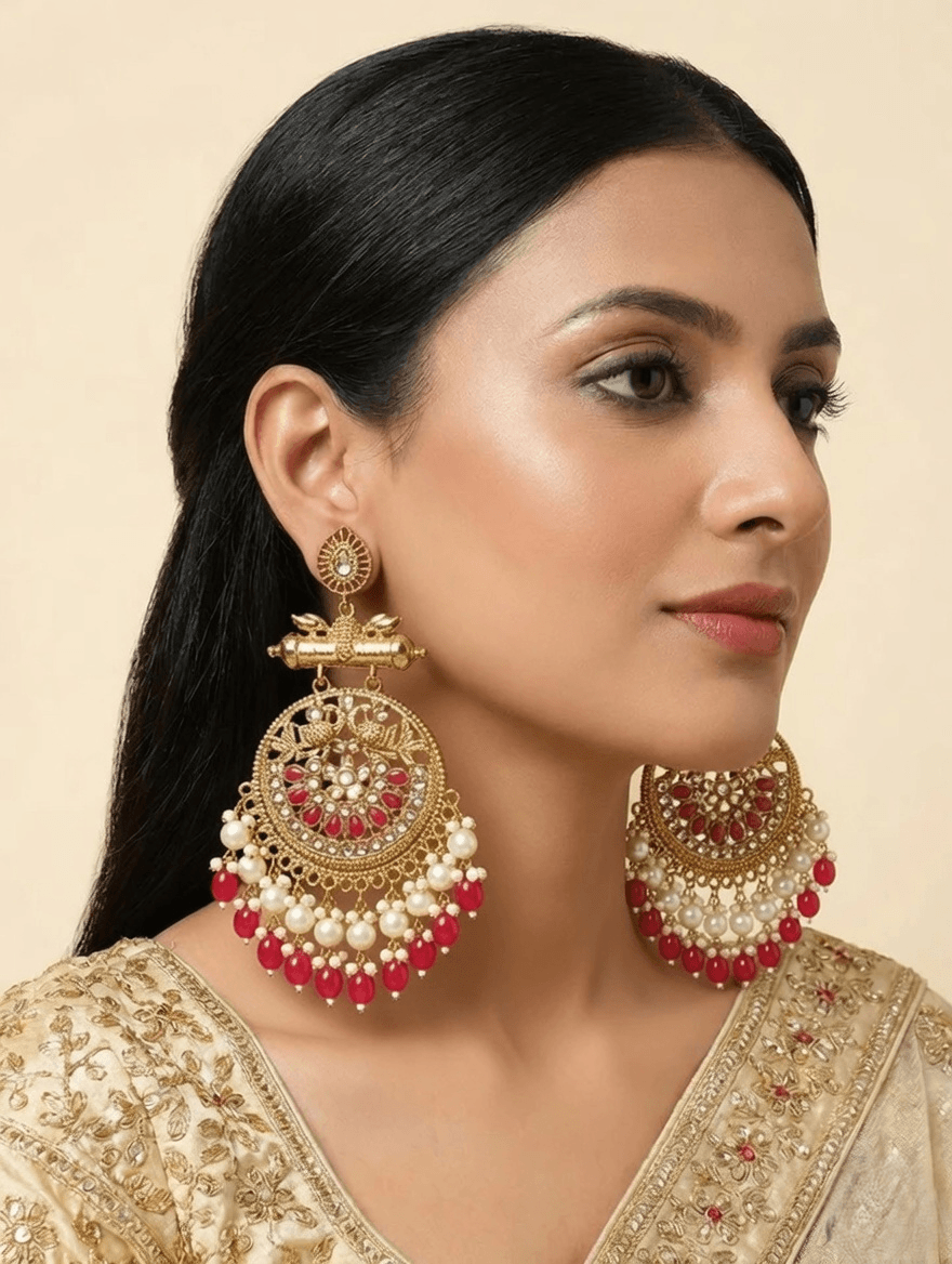 Multicolor Gold-Plated Pearl Drop Dangler Earrings for Girls & Women
