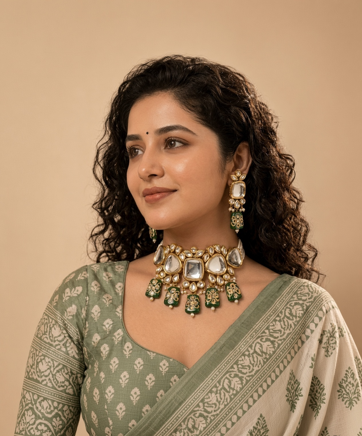 Gold Plated Ethnic Meenakari Jewellery Set for Women & Girls