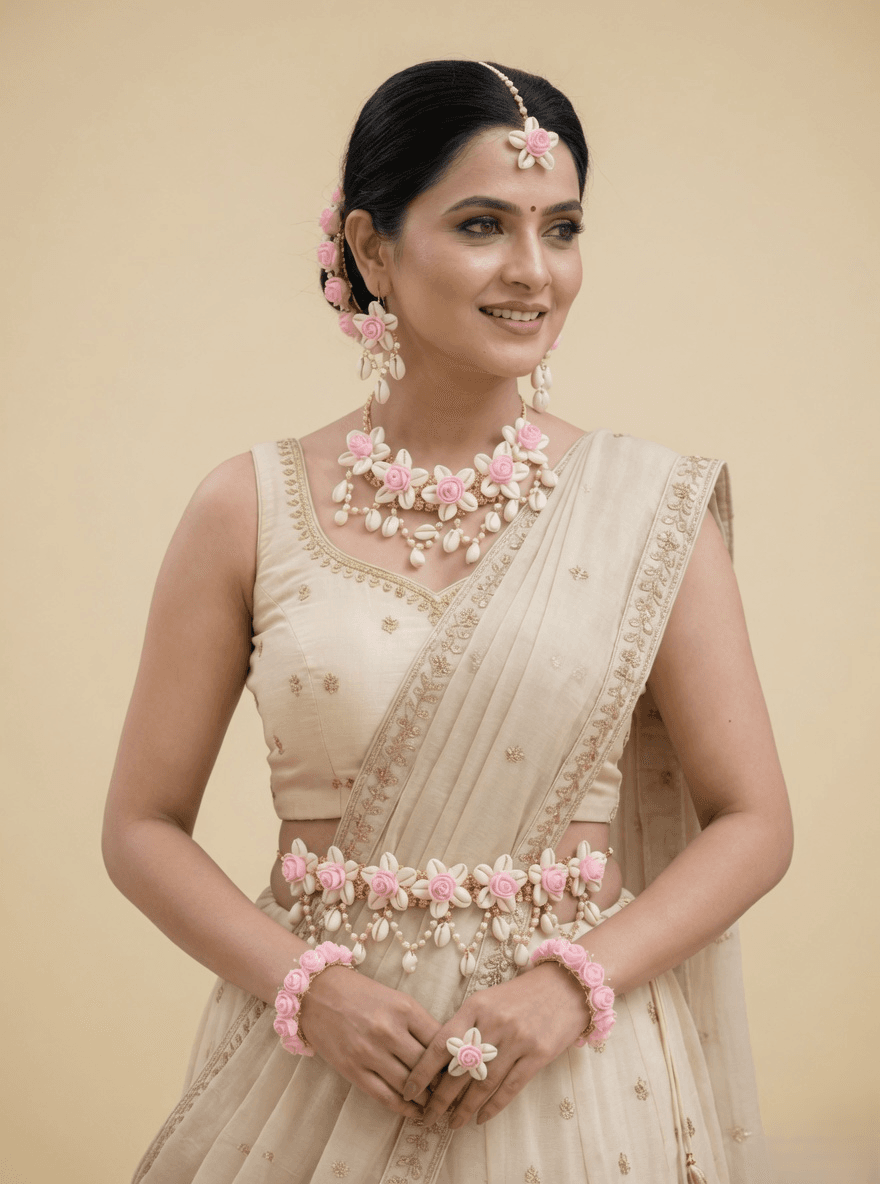 floral baby shower jewellery set, godh bharai jewellery, colourful jewellery for baby shower celebrations 2026