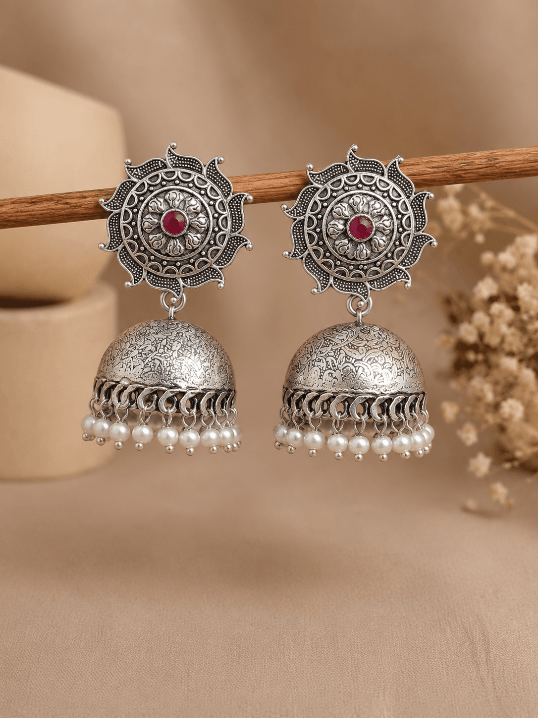 Traditional Jhumka Jhumki Earrings – Designer Oxidised Silver Statement