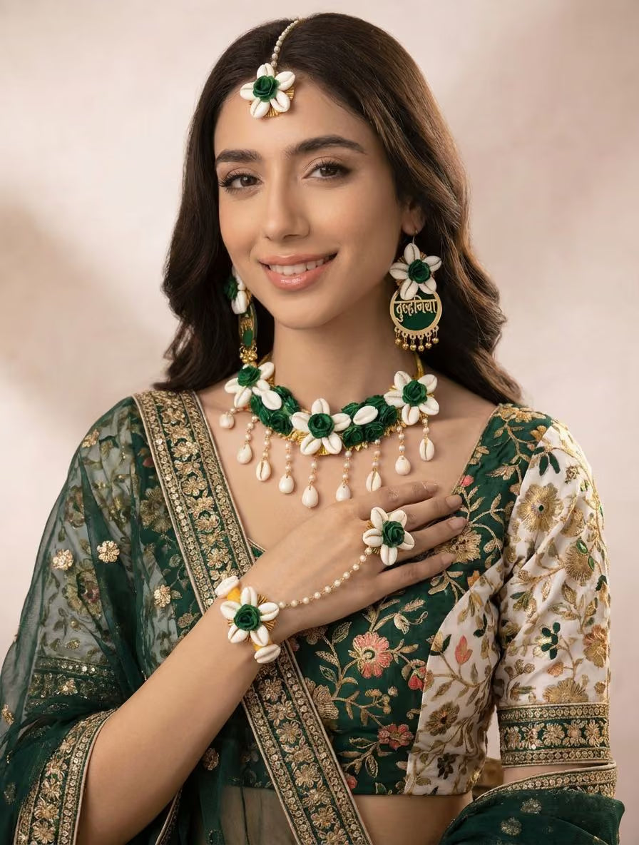 Green Floral Dulhaniya Mehndi Bridal Jewellery Set