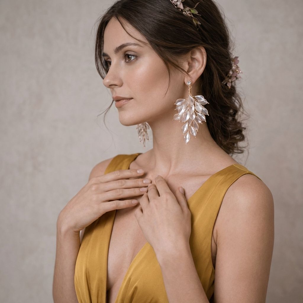 Frosted white petal resin earrings, floral drop statement dangles