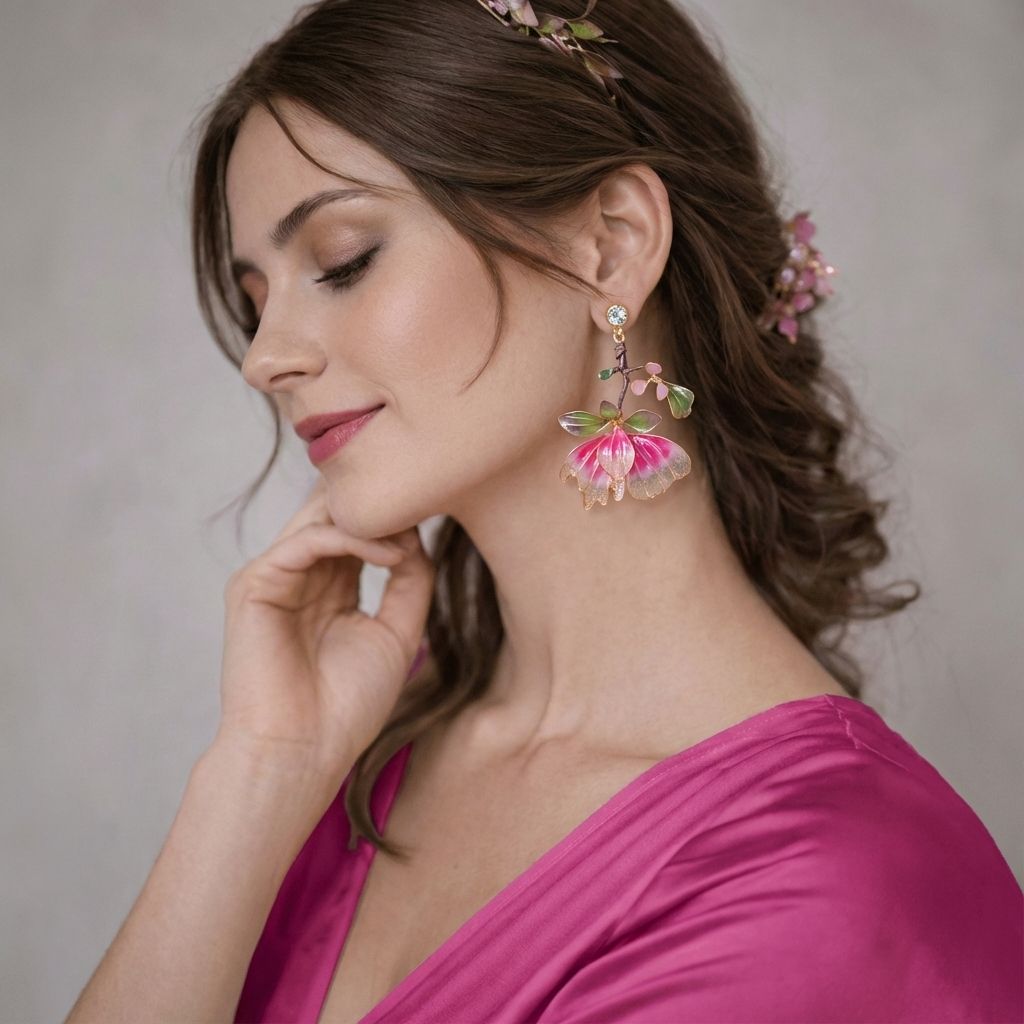 floral resin drop earrings, handmade designer resin earrings for women
