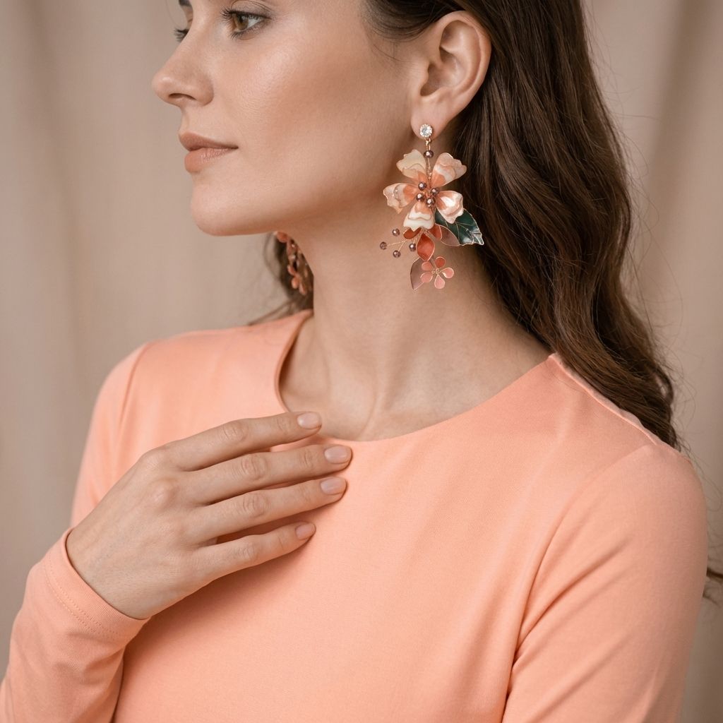 floral handmade resin drop earrings for women, designer style