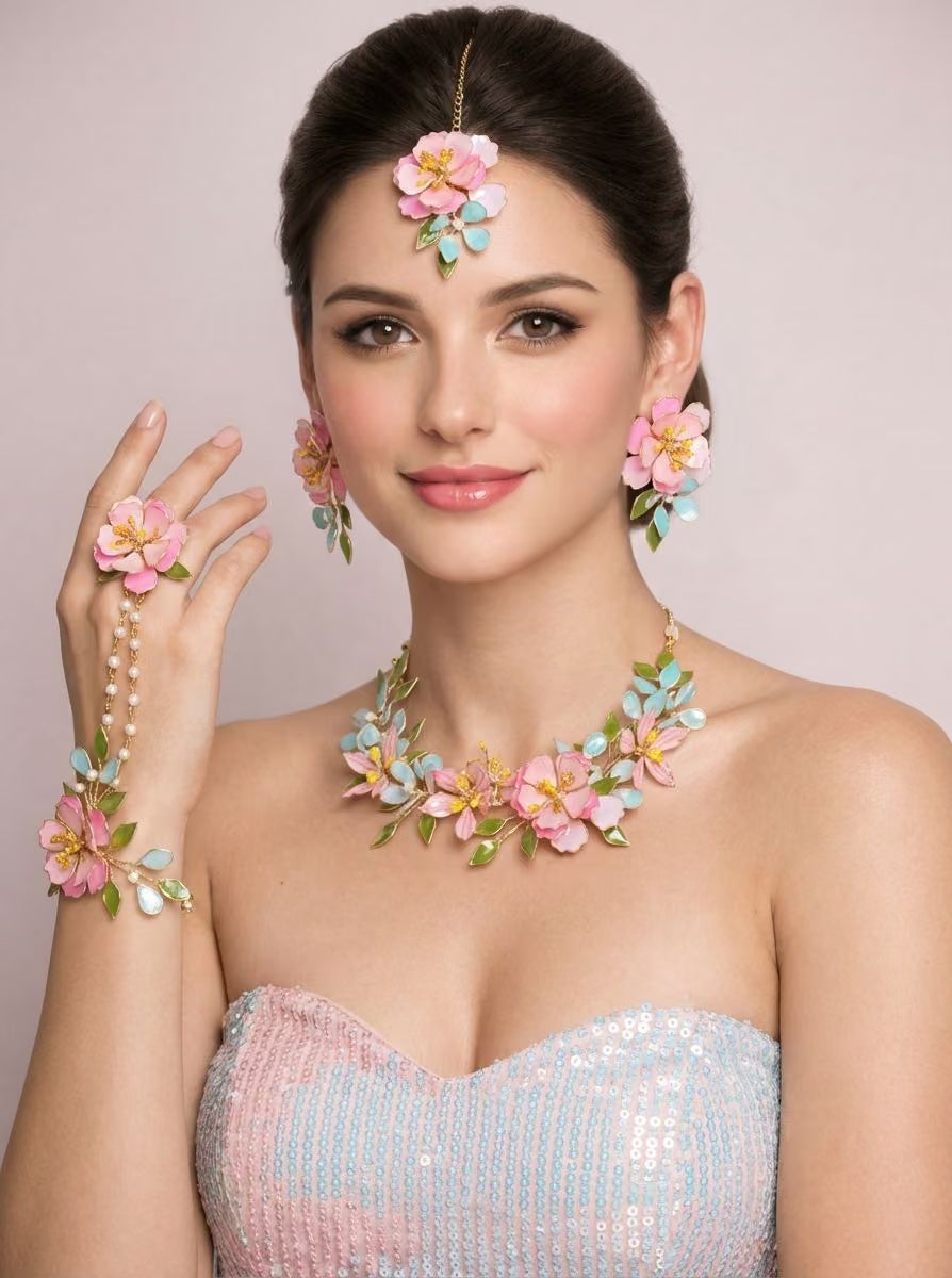Ella Resin Jewellery Set in Pink