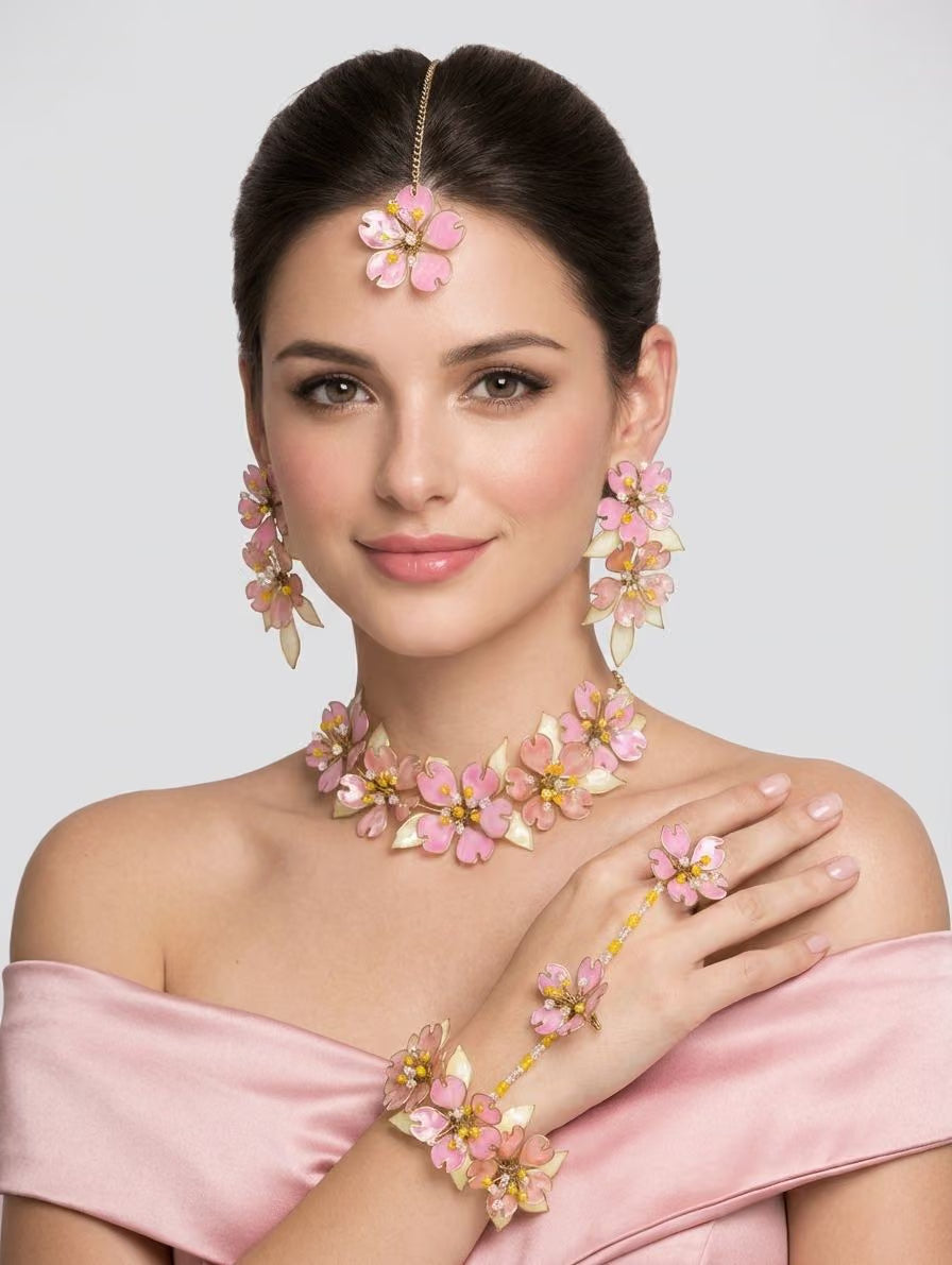Nora Pink-Peach Floral Set