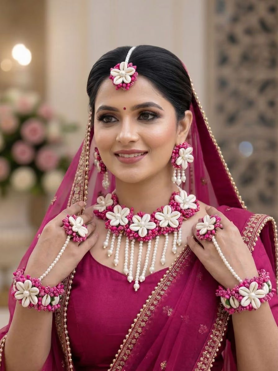 Spring Blossom Floral Jewellery Set for Haldi, Mehndi and Baby Showers