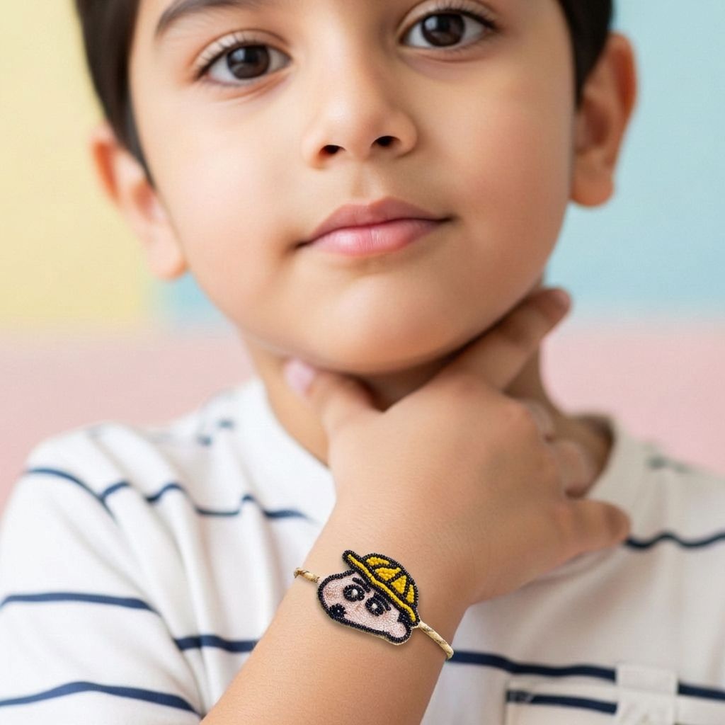 Handmade Kids Rakhi 2026 with Cute Elephant Mascot – Cartoon Character Band