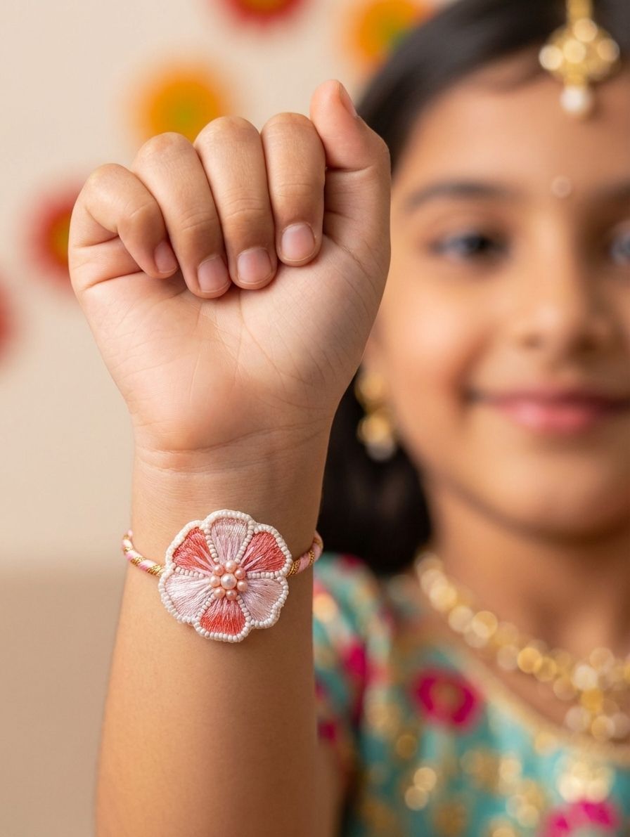 Handmade Pink Flower Rakhi Set for Sister & Bhabhi 2026