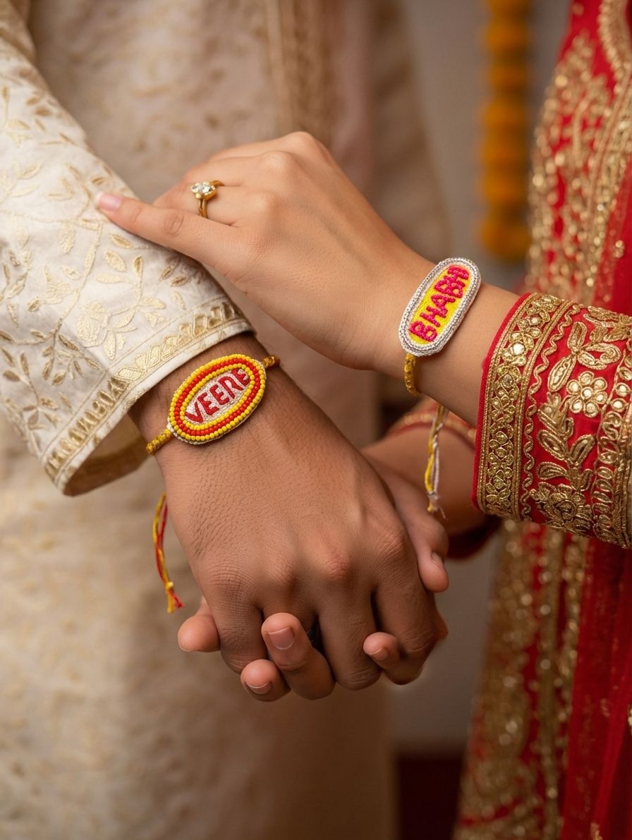 Handmade Veere-Bhabhi Rakhi Combo for Brother & Bhabhi 2026