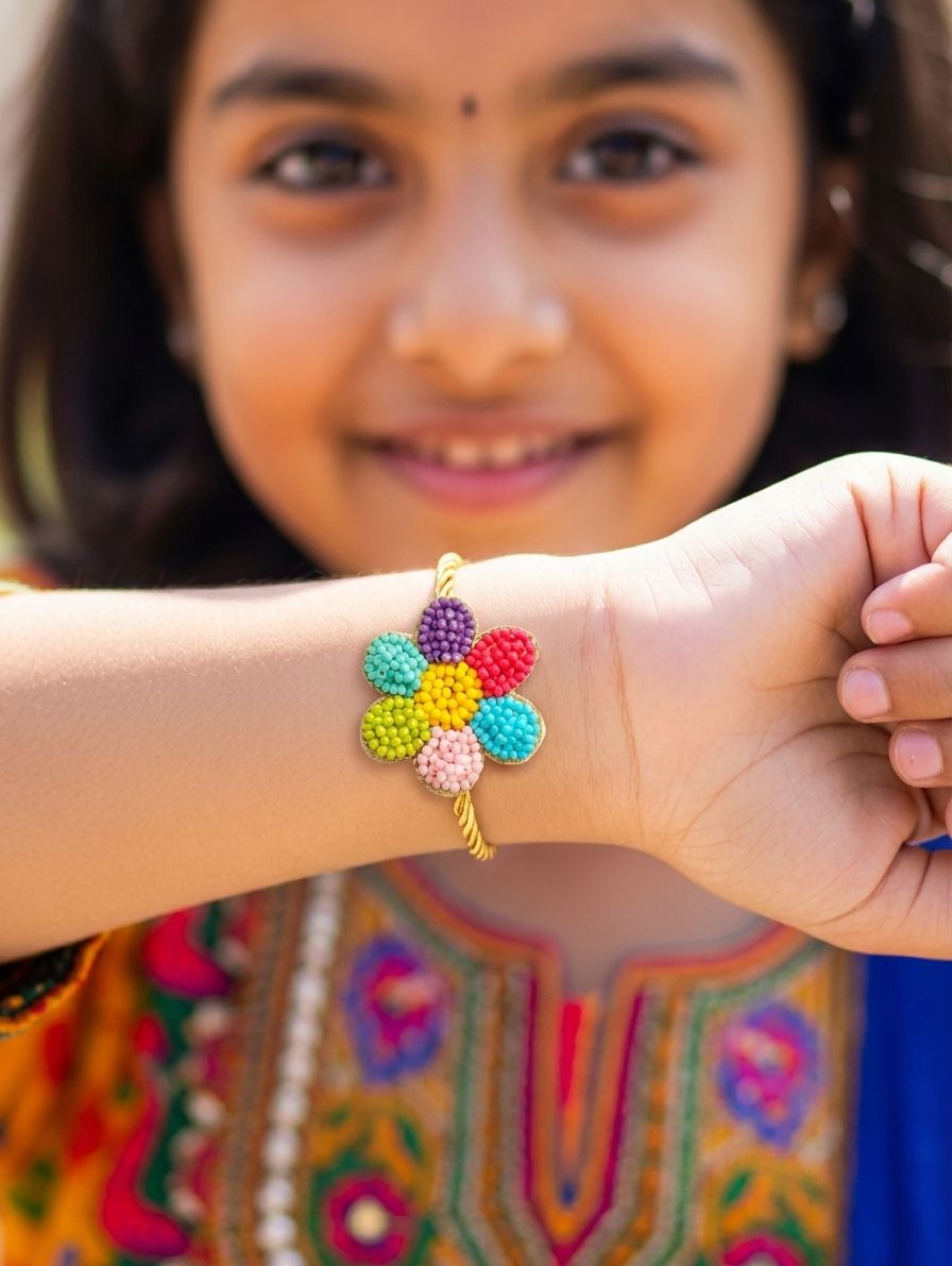 Festive Elephant Beaded Rakhi - Symbol of Sibling Love