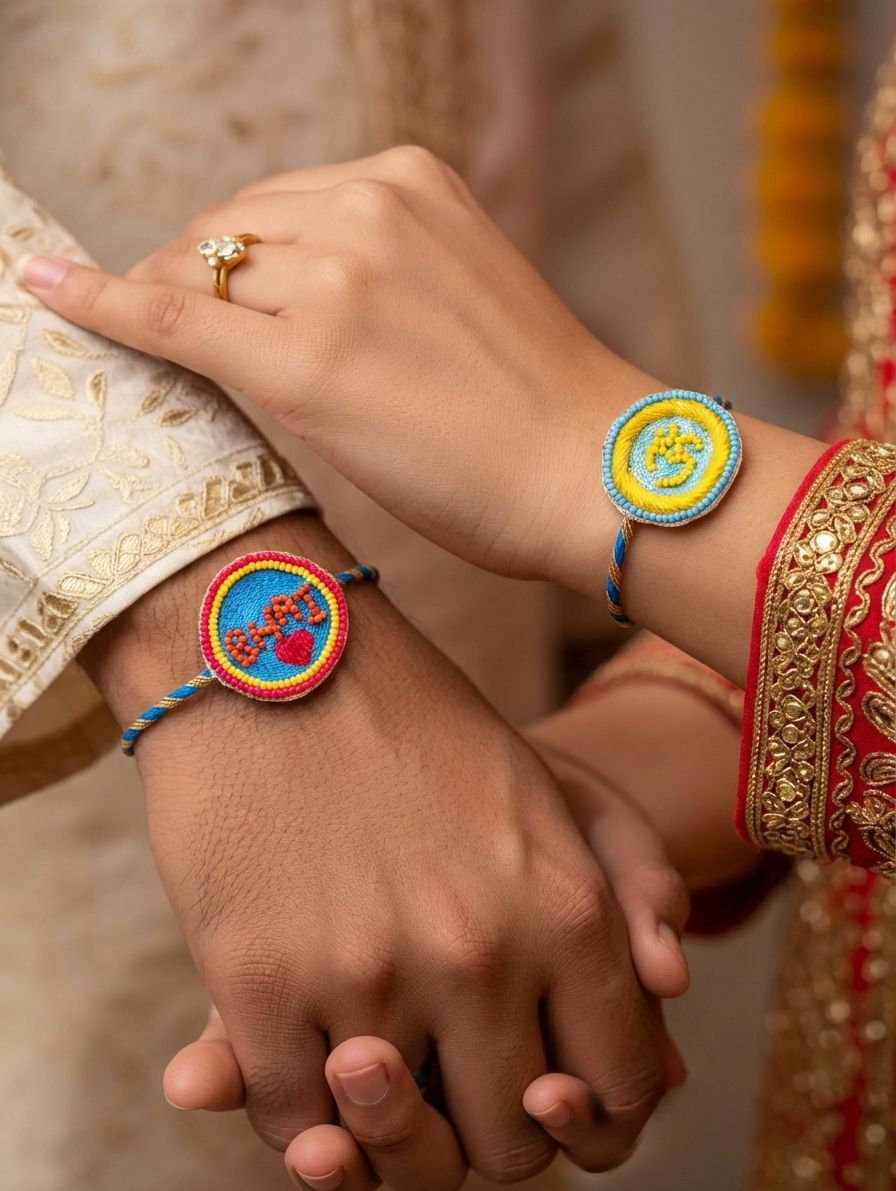 Handmade Rakhi Set 2026 – OM Rakhi for Bhai-Bhabhi, Tradition & Style