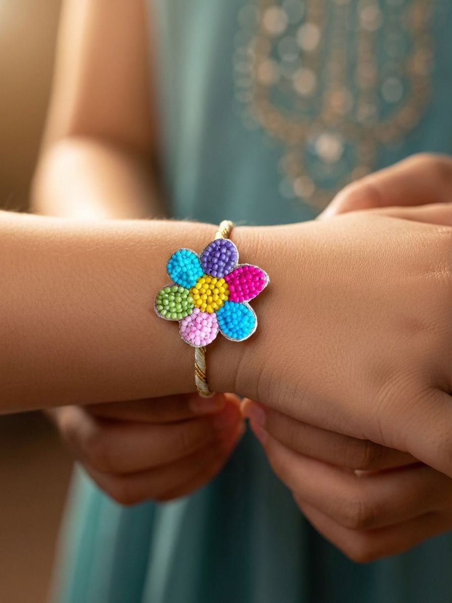 Multicolored Floral Handmade Rakhi 2026 – Contemporary Rakhi for Sisters & Bhabhis