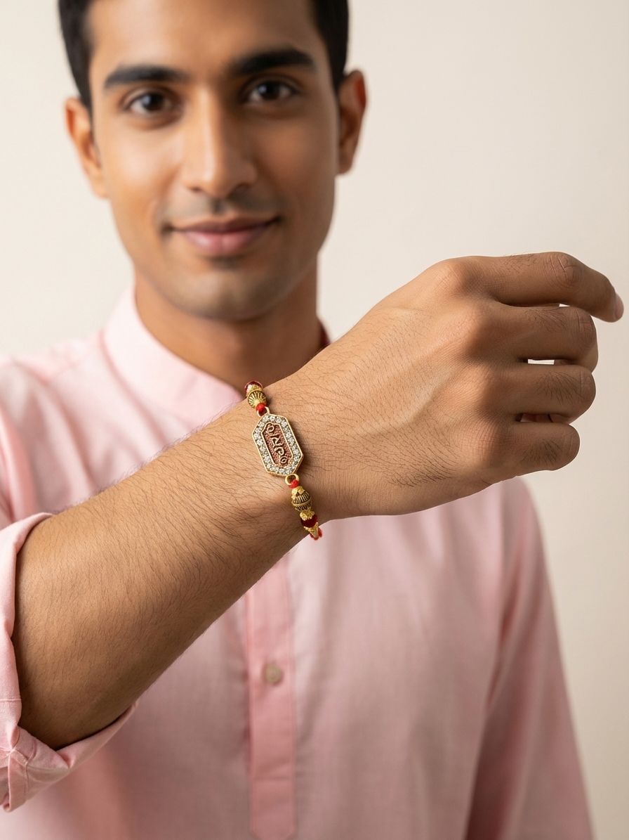 Veera Oxidised Gold Metal Rakhi Set for Cherished Bond