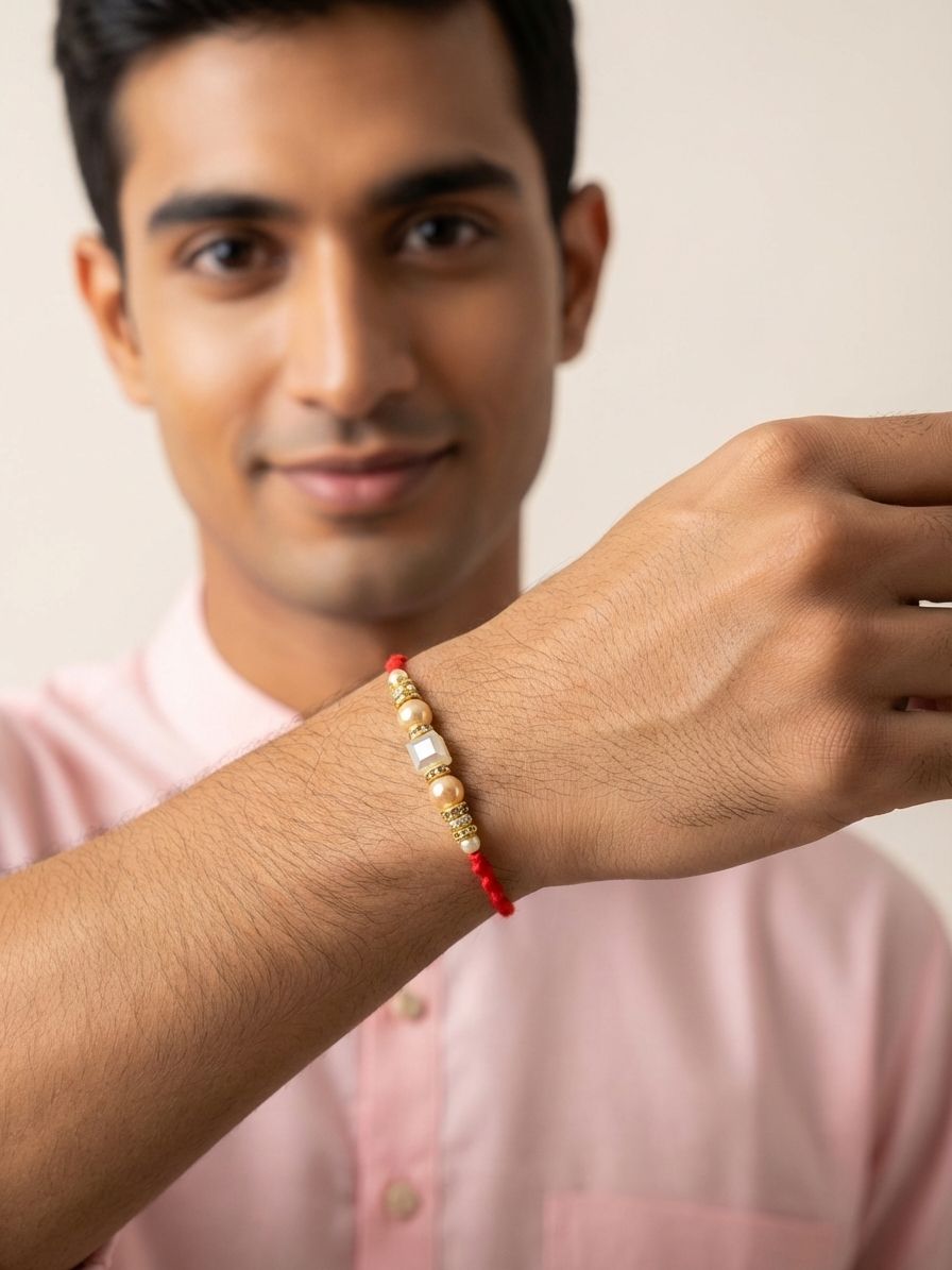 Handmade Pearl Bhaiya Bhabhi Rakhi Set Oxidized | Rakhi Online 2026