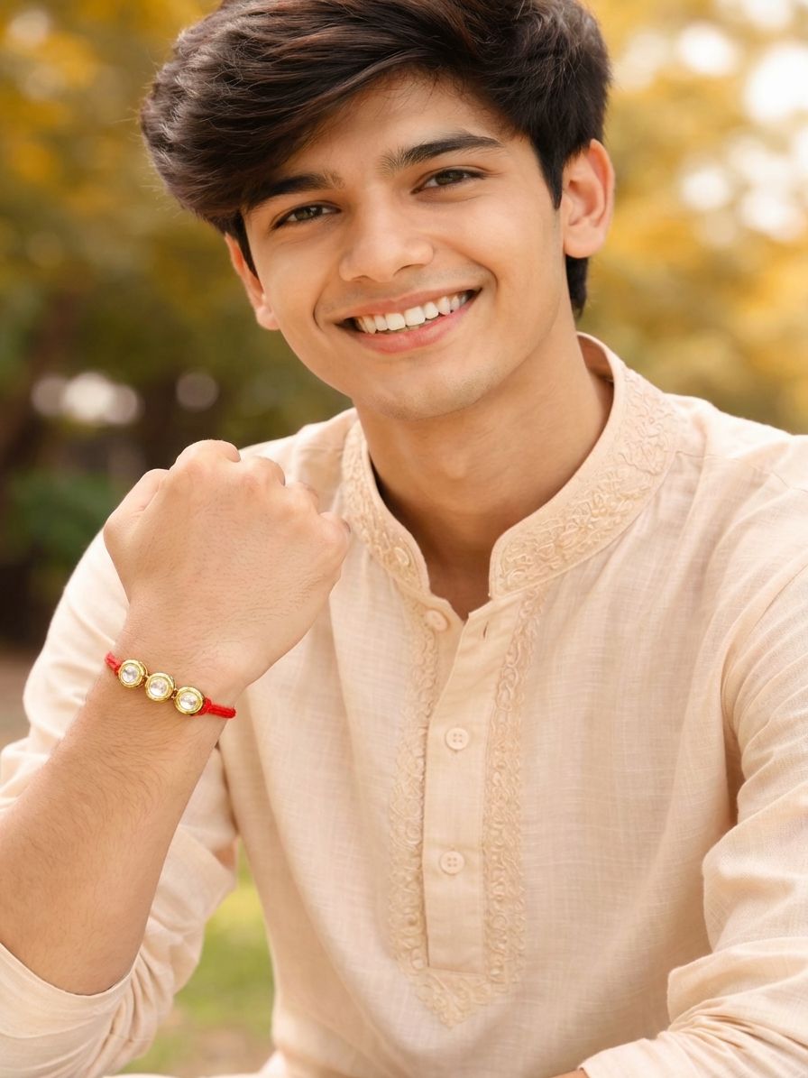 Kundan Bhaiya-Bhabhi Rakhi Set – Handcrafted Tradition