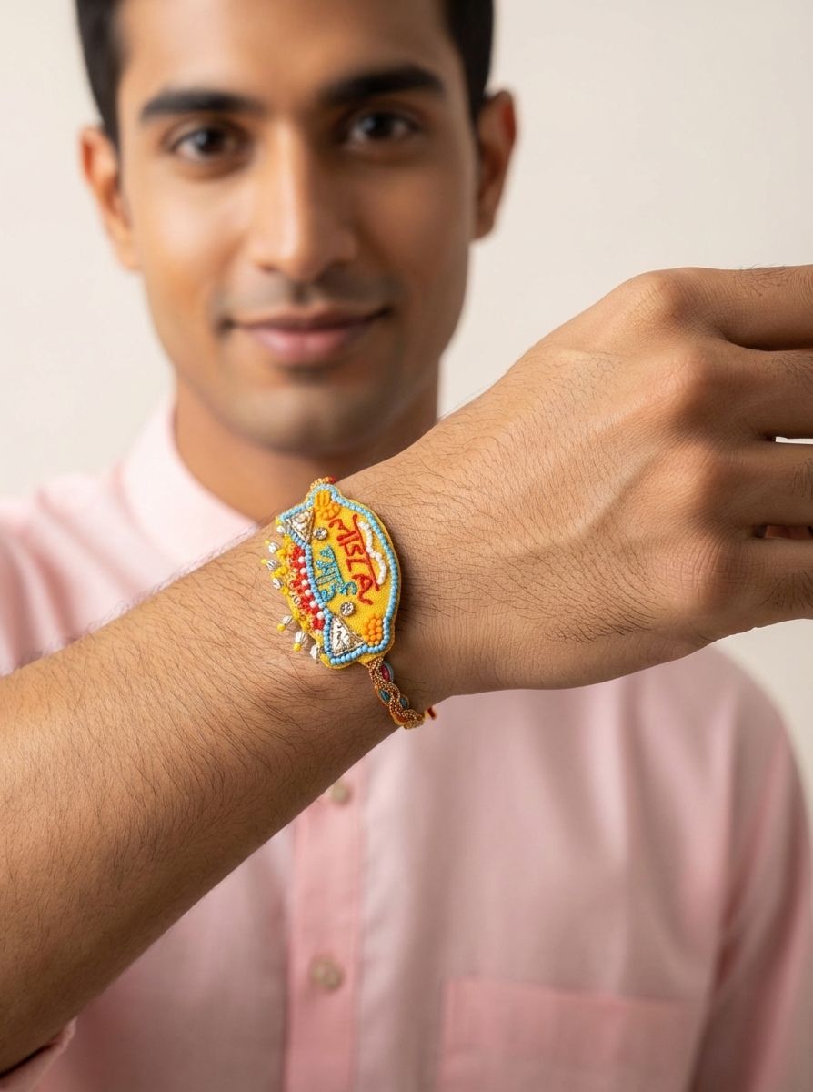Handmade Creative Rakhi 2026 – Vibrant Beaded Keepsake for Bhai
