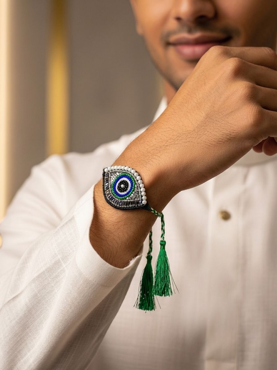Evil Eye Enchantment: Handcrafted Rakhi for Brother