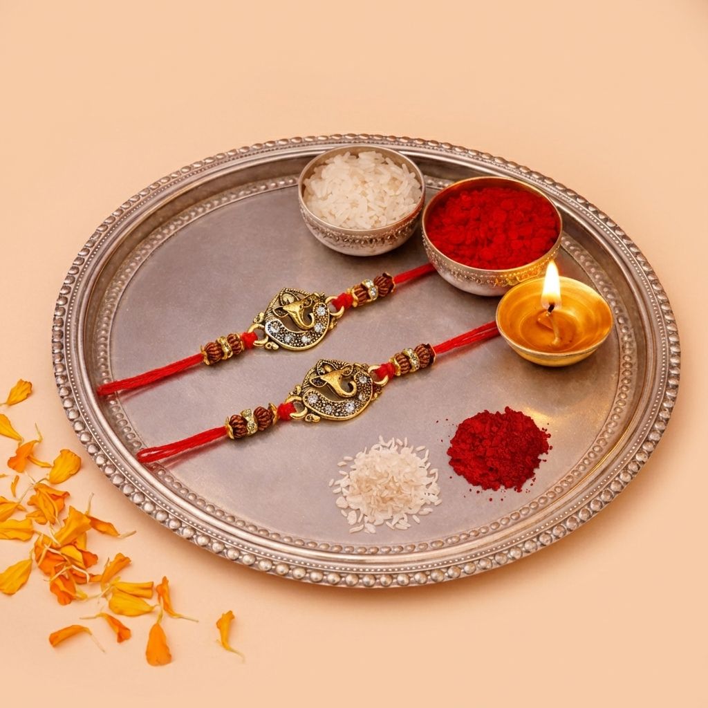 Ganesha Rakhi Set of 2 – Metal Bracelet Rakhi for Brother 2026